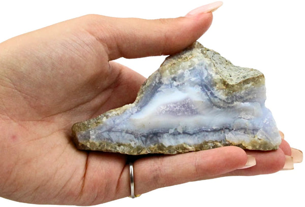 Chalcedoon Blauw Ruwe Edelsteen 5 X 4 X 8 Cm Malawi Nr.13