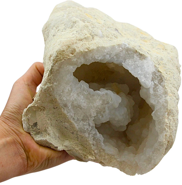 Bergkristal/Chalcedoon geode met Calciet nr.26