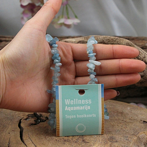 Aquamarijn splitketting + kaart