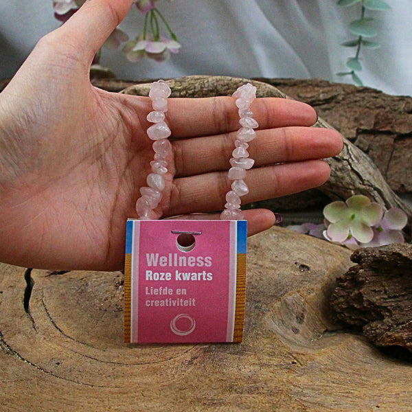 Roze kwarts splitketting + kaart