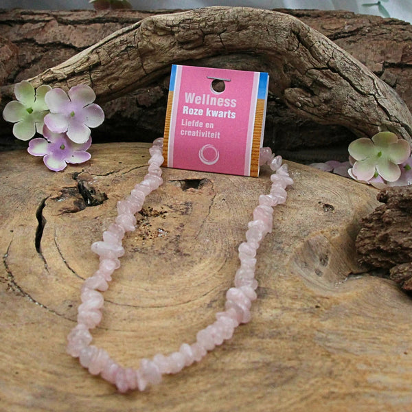 Roze kwarts splitketting + kaart