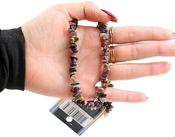 Toermalijn watermeloen splitketting + kaart (multi)