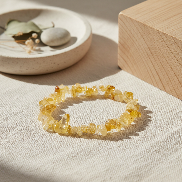 Elastische Armband Met Citrien Edelsteen Chips 0.7 cm