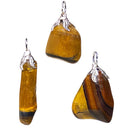 Edelsteenhanger Tijgeroog Met Gelijmd Metalen Oogje ±1.5-3cm