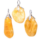Edelsteenhanger Oranje Calciet Met Metalen Oogje ±1.5-3cm