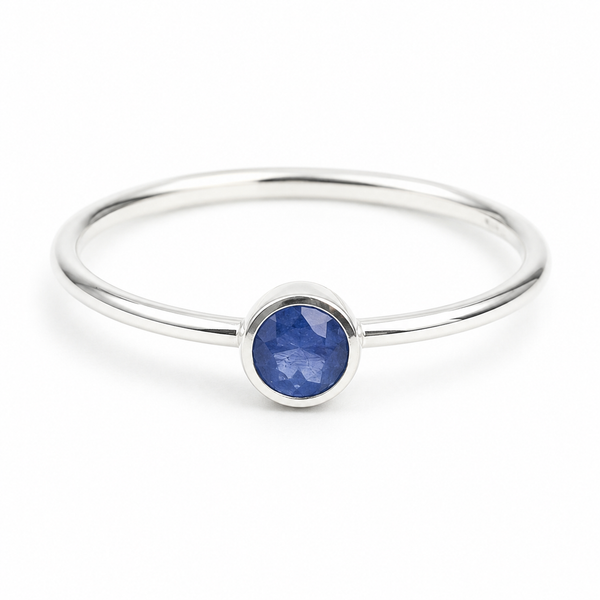 Geboortesteen Ring Saffier September - 925 Zilver - Zilverkleurig (Maat 17)