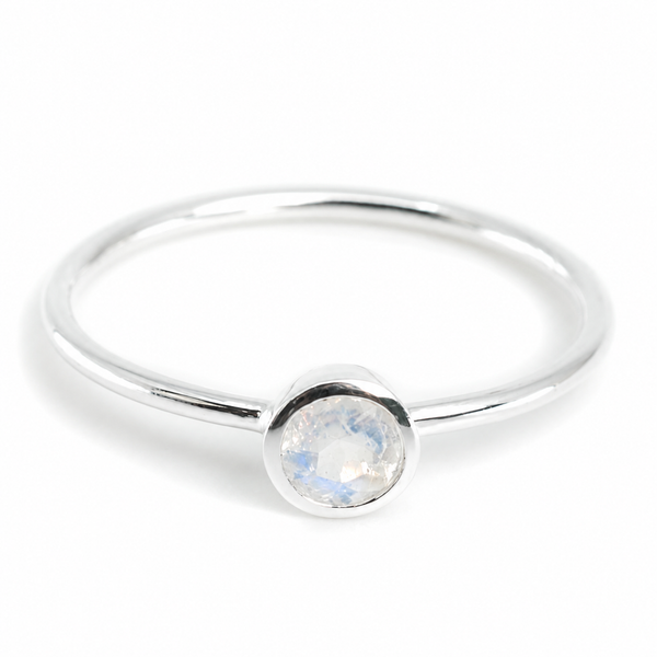 Geboortesteen Ring Maansteen Juni - 925 Zilver - Zilverkleurig (Maat 17)