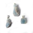 Edelsteenhanger Blauwe Calciet Ruw Metalen Oogje ±2.5cm