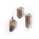 Edelsteenhanger Rookkwarts Ruw Gegalvaniseerd Met Metalen Oogje ±3cm