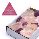 Edelstenen Set Gouden Driehoek Amethist Rozenkwarts Bergkristal 800-900 Gram