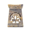 Olieverdamper Lotus Opengewerkt Motief Natuurlijke Zeepsteen 11x8 cm