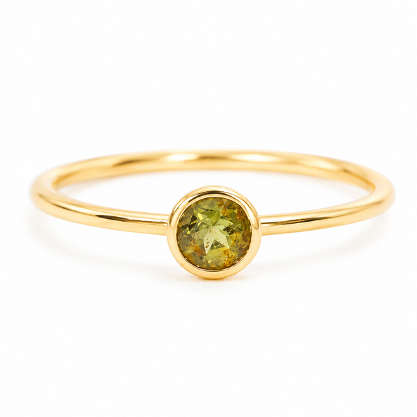 Geboortesteen Ring Peridoot Augustus - 925 Zilver Verguld (Maat 17)