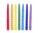 Dinerkaarsen Set Gedraaide 7 Chakra Palmpitwas 23 cm