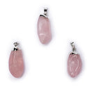 Rozenkwarts Edelsteenhanger Met Geboord Oog En Kapje ±1-3 cm