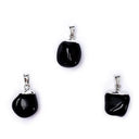 Edelsteenhanger Zwarte Onyx Met Geboord Oog En Kapje ±1-2.5 cm