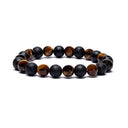 Armband Edelsteen Tijgeroog Lavasteen Elastisch 7mm Kralen