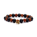 Armband Rudraksha Lavasteen Met Ohm Bedeltje 8mm