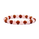 Armband Rudraksha Zaden Rozenkwarts Elastisch 7mm Kralen