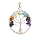 Hanger Levensboom Met 7 Chakra Mineralen Messing Zilverkleurig 4 cm