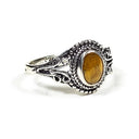 Ring Met Tijgeroog Edelsteen En Messing Verstelbaar