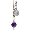Pendel Bolvormig Amethist Met Bloem Des Levens Ketting