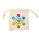 Cadeauzakje Natuurlijk Katoen Kubus Van Metatron Met Sluitkoord 10x11cm