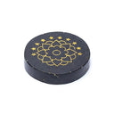 Mineraalschijf Zwarte Toermalijn Met Lotus Symbool ±5cm