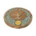 Wierookkegelhouder Tree Of Life Mangohout Messing Amazoniet 10 Cm