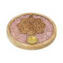 Wierookkegelhouder Mangohout Rozenkwarts Mandala 10 Cm