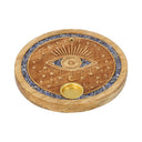 Wierookkegelhouder Mangohout Sodaliet Messing Spiritueel Oog 10 cm