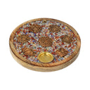 Wierookkegelhouder Mangohout Gemengde Edelsteenchips 7 Chakra's 10 Cm