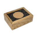Tarot Sieradendoos Mangohout Toermalijn En Pyriet Flower Of Life 18 cm