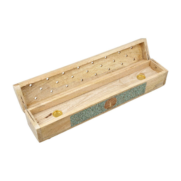 Wierookbrander Levensboom Amazoniet Mangohout 31,5 cm Met Opbergdoos