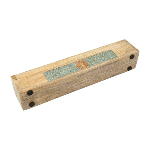 Wierookbrander Levensboom Amazoniet Mangohout 31,5 cm Met Opbergdoos