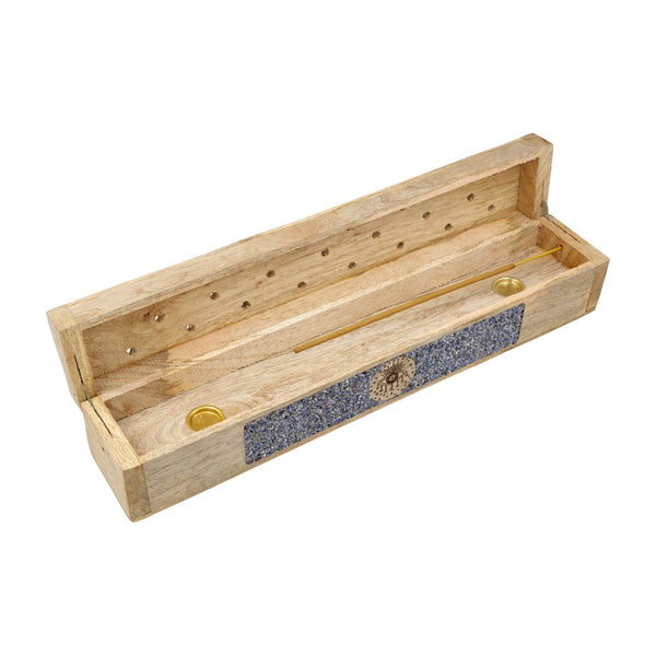 Wierookbrander Alziend Oog Mangohout Met Sodaliet 31,5 cm Opbergdoos