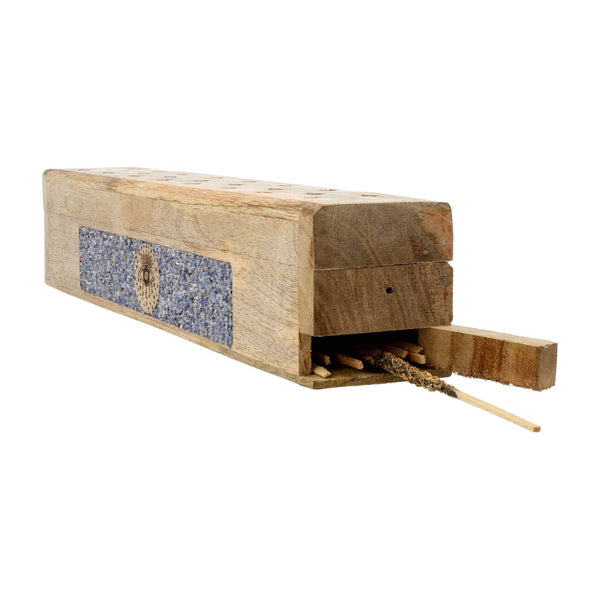 Wierookbrander Alziend Oog Mangohout Met Sodaliet 31,5 cm Opbergdoos