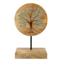 Deco Levensboom mangohout met groene aventurijn op voet -- 26cm