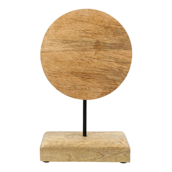 Deco Maanfasen Mangohout Met Zwarte Toermalijn En Pyriet Op Voet 26 cm