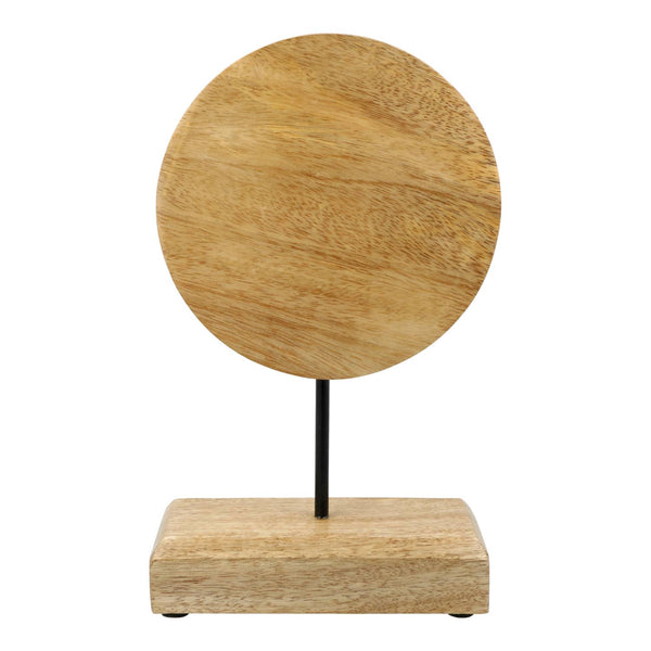 Deco Maansikkel Mangohout Met Seleniet Op Voet 26 cm