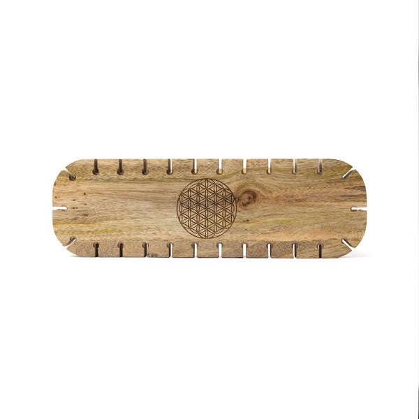 Pendel Display Mangohout Rechthoek Bloem Des Levens 30 cm