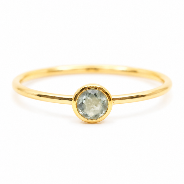 Geboortesteen Ring Aquamarijn Maart - 925 Zilver Verguld (Maat 17)