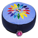 Yogi & Yogini Meditatiekussen Rond Katoen Blauw Bloem 33 x 17 cm