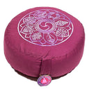 Meditatiekussen Yogi & Yogini Rond Katoen Aubergine 33 x 16 cm 8 Symbolen Boekweitdoppen