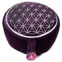 Meditatiekussen Rond Vintage Look Bloem Des Levens Katoen Paars 33 x 17 cm