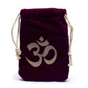 Tasje Met Geborduurd Ohm-Symbool Katoenfluweel Paars 19 x 13 cm