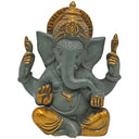 Ganesha Met Grote Oren Messing Grijs Met Goudkleurige Finish 14 cm