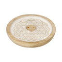 Wierookhouder Mangohout Bloem Des Levens Mandala Whitewash 12,5 cm