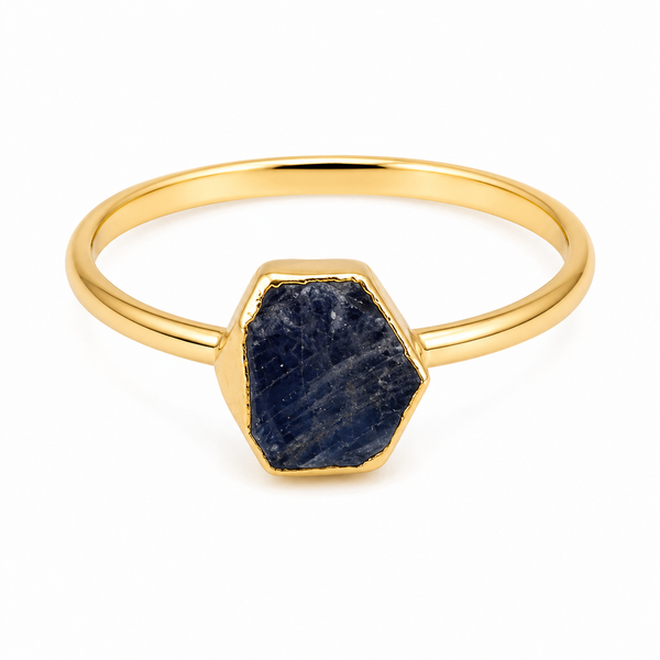 Geboortesteen Ring Ruwe Saffier September - 925 Zilver