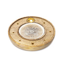 Ronde Wierookhouder Alziend Oog Mangohout Whitewash 10 Cm
