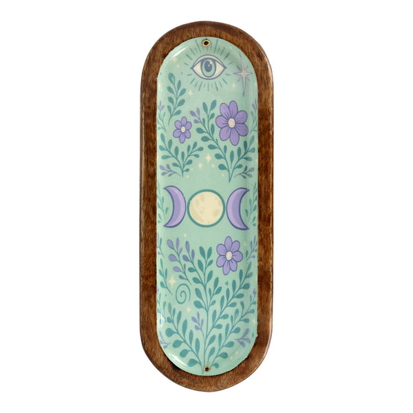 Wierookbrander Schaaltje Mangohout Drievoudige Maan Turquoise 28x9 5 cm